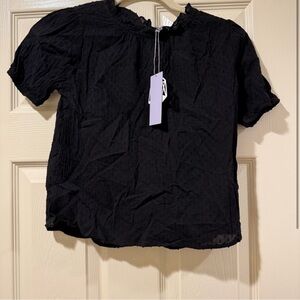 Good Luck Girl Black Puff Sleeve Blouse NWT Girls Small